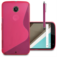 Motorola Nexus 6/ Nexus X: Accessoire Housse Etui Pochette Coque S silicone gel + Stylet - ROSE