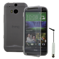 HTC One (M8)/ One M8s/ Dual Sim/ (M8) Eye/ M8 For Windows/ HTC Butterfly 2: Accessoire Coque Etui Housse Pochette silicone gel Portefeuille Livre rabat + mini Stylet - TRANSPARENT