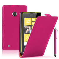 Nokia Lumia 530/ 530 Dual Sim: Accessoire Housse coque etui cuir fine slim + Stylet - ROSE