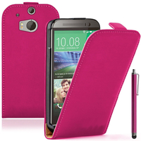 HTC One (M8)/ One M8s/ Dual Sim/ (M8) Eye/ M8 For Windows/ HTC Butterfly 2: Accessoire Housse coque etui cuir fine slim + Stylet - ROSE