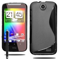 HTC Desire 310: Accessoire Housse Etui Pochette Coque S silicone gel + Stylet - NOIR
