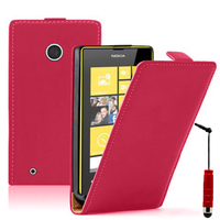 Nokia Lumia 530/ 530 Dual Sim: Accessoire Housse coque etui cuir fine slim + mini Stylet - ROUGE