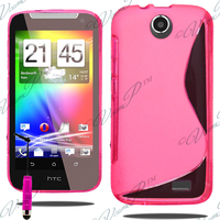 HTC Desire 310: Accessoire Housse Etui Pochette Coque S silicone gel + mini Stylet - ROSE