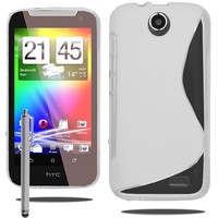 HTC Desire 310: Accessoire Housse Etui Pochette Coque S silicone gel + Stylet - TRANSPARENT
