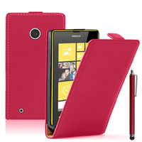 Nokia Lumia 530/ 530 Dual Sim: Accessoire Housse coque etui cuir fine slim + Stylet - ROUGE