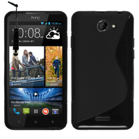 HTC Desire 516 dual sim: Accessoire Housse Etui Pochette Coque S silicone gel + mini Stylet - NOIR