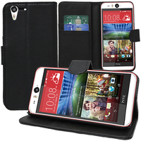 HTC Desire Eye: Accessoire Etui portefeuille Livre Housse Coque Pochette support vidéo cuir PU - NOIR