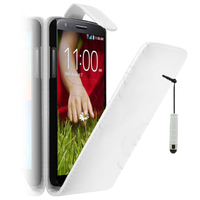 LG G2 Mini LTE Dual Sim D618 D620 D620R D620K: Accessoire Etui Housse Coque Pochette simili cuir + mini Stylet - BLANC