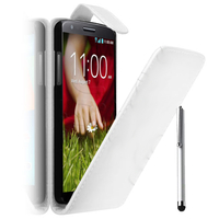 LG G2 Mini LTE Dual Sim D618 D620 D620R D620K: Accessoire Etui Housse Coque Pochette simili cuir + Stylet - BLANC