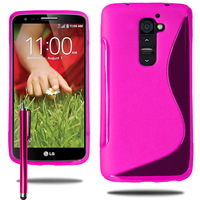 LG G2 Mini LTE Dual Sim D618 D620 D620R D620K: Accessoire Housse Etui Pochette Coque S silicone gel + Stylet - ROSE