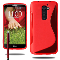 LG G2 Mini LTE Dual Sim D618 D620 D620R D620K: Accessoire Housse Etui Pochette Coque S silicone gel + Stylet - ROUGE