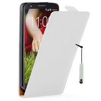 LG G2 Mini LTE Dual Sim D618 D620 D620R D620K: Accessoire Housse coque etui cuir fine slim + mini Stylet - BLANC