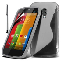 Motorola Moto G X1032/ Forte/ Grip Shell/ LTE 4G: Accessoire Housse Etui Pochette Coque S silicone gel + Stylet - TRANSPARENT