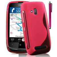 Nokia Lumia 610: Accessoire Housse Etui Pochette Coque S silicone gel + Stylet - ROSE