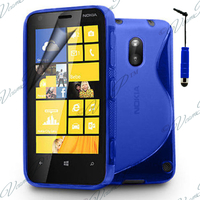 Nokia Lumia 620: Accessoire Housse Etui Pochette Coque S silicone gel + mini Stylet - BLEU