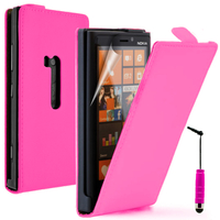 Nokia Lumia 920: Accessoire Housse coque etui cuir fine slim + mini Stylet - ROSE