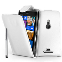 Nokia Lumia 925: Accessoire Etui Housse Coque Pochette simili cuir + Stylet - BLANC
