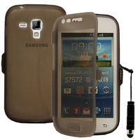 Samsung Galaxy Trend S7560/ Galaxy S Duos S7562: Accessoire Coque Etui Housse Pochette silicone gel Portefeuille Livre rabat + mini Stylet - GRIS