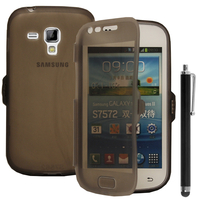 Samsung Galaxy Trend S7560/ Galaxy S Duos S7562: Accessoire Coque Etui Housse Pochette silicone gel Portefeuille Livre rabat + Stylet - GRIS