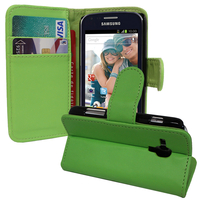Samsung Galaxy Trend S7560/ Galaxy S Duos S7562: Accessoire Etui portefeuille Livre Housse Coque Pochette support vidéo cuir PU - VERT