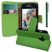 Samsung Galaxy Trend S7560/ Galaxy S Duos S7562: Accessoire Etui portefeuille Livre Housse Coque Pochette support vidéo cuir PU + Stylet - VERT