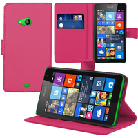 Microsoft Nokia Lumia 535/ 535 Dual SIM: Accessoire Etui portefeuille Livre Housse Coque Pochette support vidéo cuir PU - ROSE