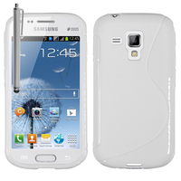 Samsung Galaxy Trend S7560/ Galaxy S Duos S7562: Accessoire Housse Etui Pochette Coque S silicone gel + Stylet - BLANC