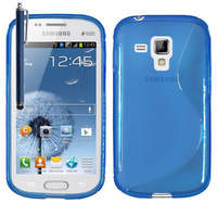 Samsung Galaxy Trend S7560/ Galaxy S Duos S7562: Accessoire Housse Etui Pochette Coque S silicone gel + Stylet - BLEU
