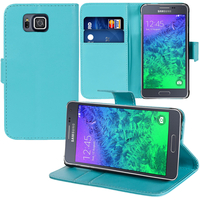 Samsung Galaxy Alpha SM-G850F/ Galaxy Alfa/ Alpha (S801)/ G850FQ G850Y G850A G850T G850M G850W G8508S: Accessoire Etui portefeuille Livre Housse Coque Pochette support vidéo cuir PU - BLEU