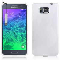 Samsung Galaxy Alpha SM-G850F/ Galaxy Alfa/ Alpha (S801)/ G850FQ G850Y G850A G850T G850M G850W G8508S: Accessoire Housse Etui Pochette Coque S silicone gel + mini Stylet - BLANC