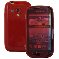 Samsung Galaxy S3 mini i8190/ i8200 VE: Accessoire Coque Etui Housse Pochette silicone gel Portefeuille Livre rabat - ROUGE
