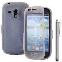 Samsung Galaxy S3 mini i8190/ i8200 VE: Accessoire Coque Etui Housse Pochette silicone gel Portefeuille Livre rabat + Stylet - TRANSPARENT
