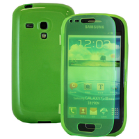 Samsung Galaxy S3 mini i8190/ i8200 VE: Accessoire Coque Etui Housse Pochette silicone gel Portefeuille Livre rabat - VERT