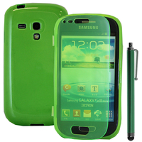Samsung Galaxy S3 mini i8190/ i8200 VE: Accessoire Coque Etui Housse Pochette silicone gel Portefeuille Livre rabat + Stylet - VERT