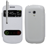 Samsung Galaxy S3 mini i8190/ i8200 VE: Accessoire Coque Etui Housse Pochette Plastique View Case + Stylet - BLANC