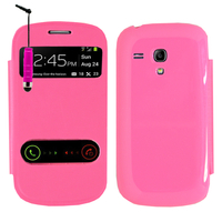 Samsung Galaxy S3 mini i8190/ i8200 VE: Accessoire Coque Etui Housse Pochette Plastique View Case + mini Stylet - ROSE