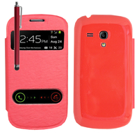 Samsung Galaxy S3 mini i8190/ i8200 VE: Accessoire Coque Etui Housse Pochette Plastique View Case + Stylet - ROUGE