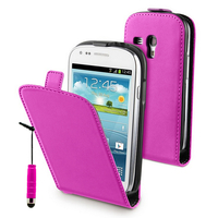 Samsung Galaxy S3 mini i8190/ i8200 VE: Accessoire Housse coque etui cuir fine slim + mini Stylet - ROSE