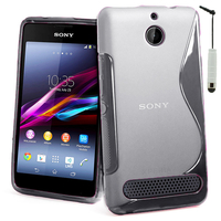 Sony Xperia E1 D2004 D2005/ E1 Dual D2104 D2114 D2105: Accessoire Housse Etui Pochette Coque S silicone gel + mini Stylet - TRANSPARENT