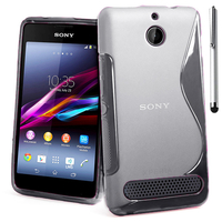 Sony Xperia E1 D2004 D2005/ E1 Dual D2104 D2114 D2105: Accessoire Housse Etui Pochette Coque S silicone gel + Stylet - TRANSPARENT