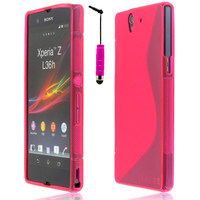 Sony Xperia Z L36h C6602 C6603: Accessoire Housse Etui Pochette Coque S silicone gel + mini Stylet - ROSE