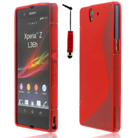 Sony Xperia Z L36h C6602 C6603: Accessoire Housse Etui Pochette Coque S silicone gel + mini Stylet - ROUGE