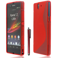 Sony Xperia Z L36h C6602 C6603: Accessoire Housse Etui Pochette Coque S silicone gel + Stylet - ROUGE