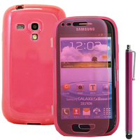 Samsung Galaxy S3 mini i8190/ i8200 VE: Accessoire Coque Etui Housse Pochette silicone gel Portefeuille Livre rabat + Stylet - ROSE