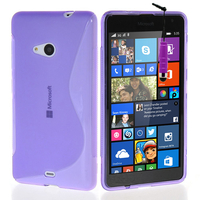 Microsoft Nokia Lumia 535/ 535 Dual SIM: Accessoire Housse Etui Pochette Coque S silicone gel + mini Stylet - VIOLET