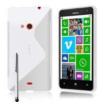 Nokia Lumia 625: Accessoire Housse Etui Pochette Coque S silicone gel + Stylet - BLANC