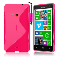 Nokia Lumia 625: Accessoire Housse Etui Pochette Coque S silicone gel + mini Stylet - ROSE