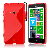 Nokia Lumia 625: Accessoire Housse Etui Pochette Coque S silicone gel + mini Stylet - ROUGE