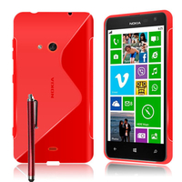 Nokia Lumia 625: Accessoire Housse Etui Pochette Coque S silicone gel + Stylet - ROUGE