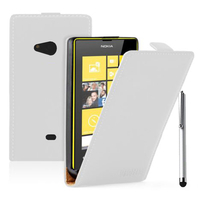 Nokia Lumia 625: Accessoire Housse coque etui cuir fine slim + Stylet - BLANC